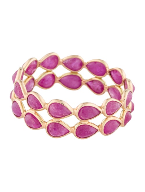 Jewelmak 14K 5.13ctw Glass-Filled Ruby Double Row Eternity Band