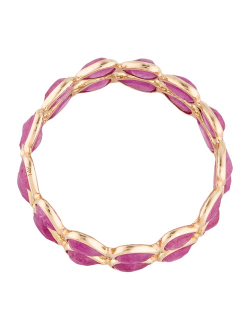 Jewelmak 14K 5.13ctw Glass-Filled Ruby Double Row Eternity Band