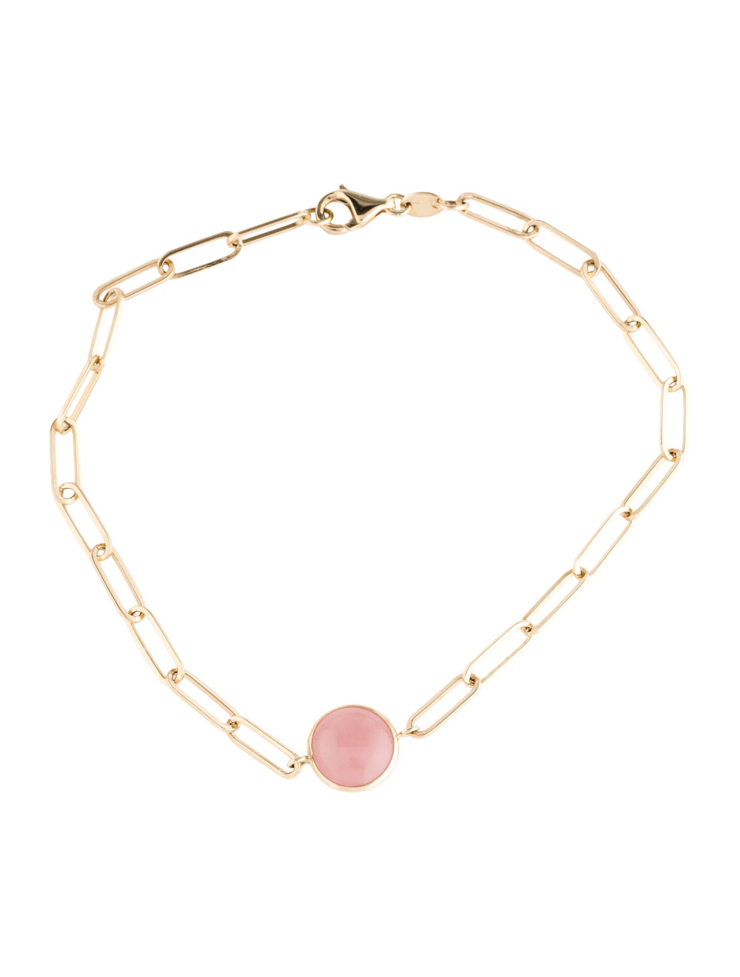 Jewelmak 14K Rose Quartz Station Bracelet