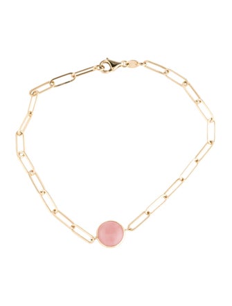 Jewelmak 14K Rose Quartz Station Bracelet