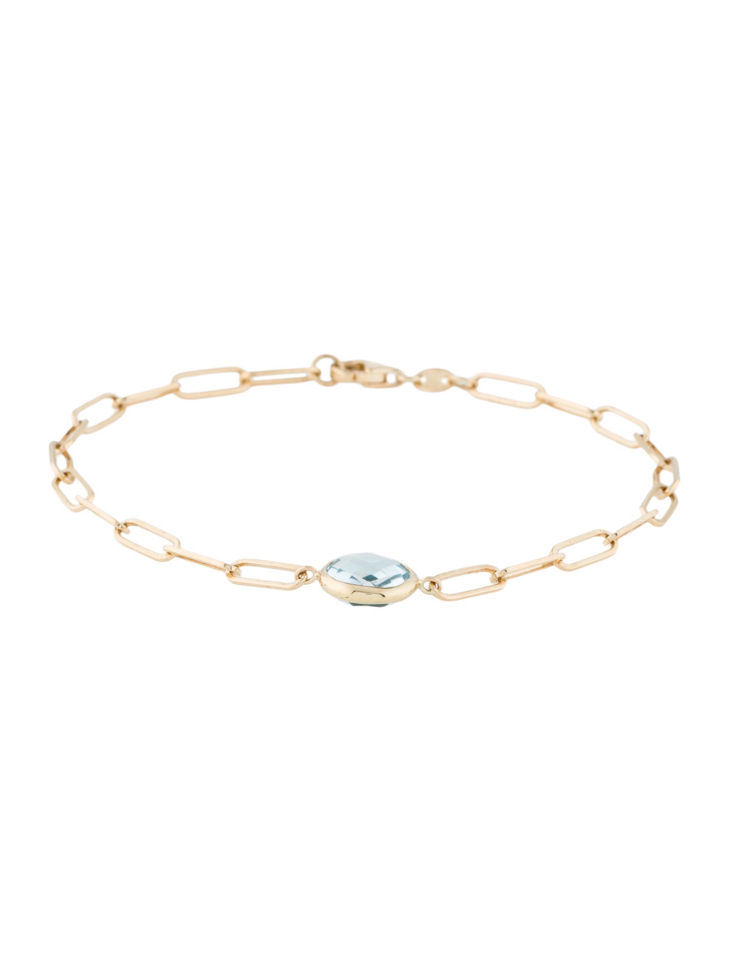 Jewelmak 14K Topaz Paperclip Link Bracelet