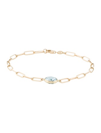 Jewelmak 14K Topaz Paperclip Link Bracelet