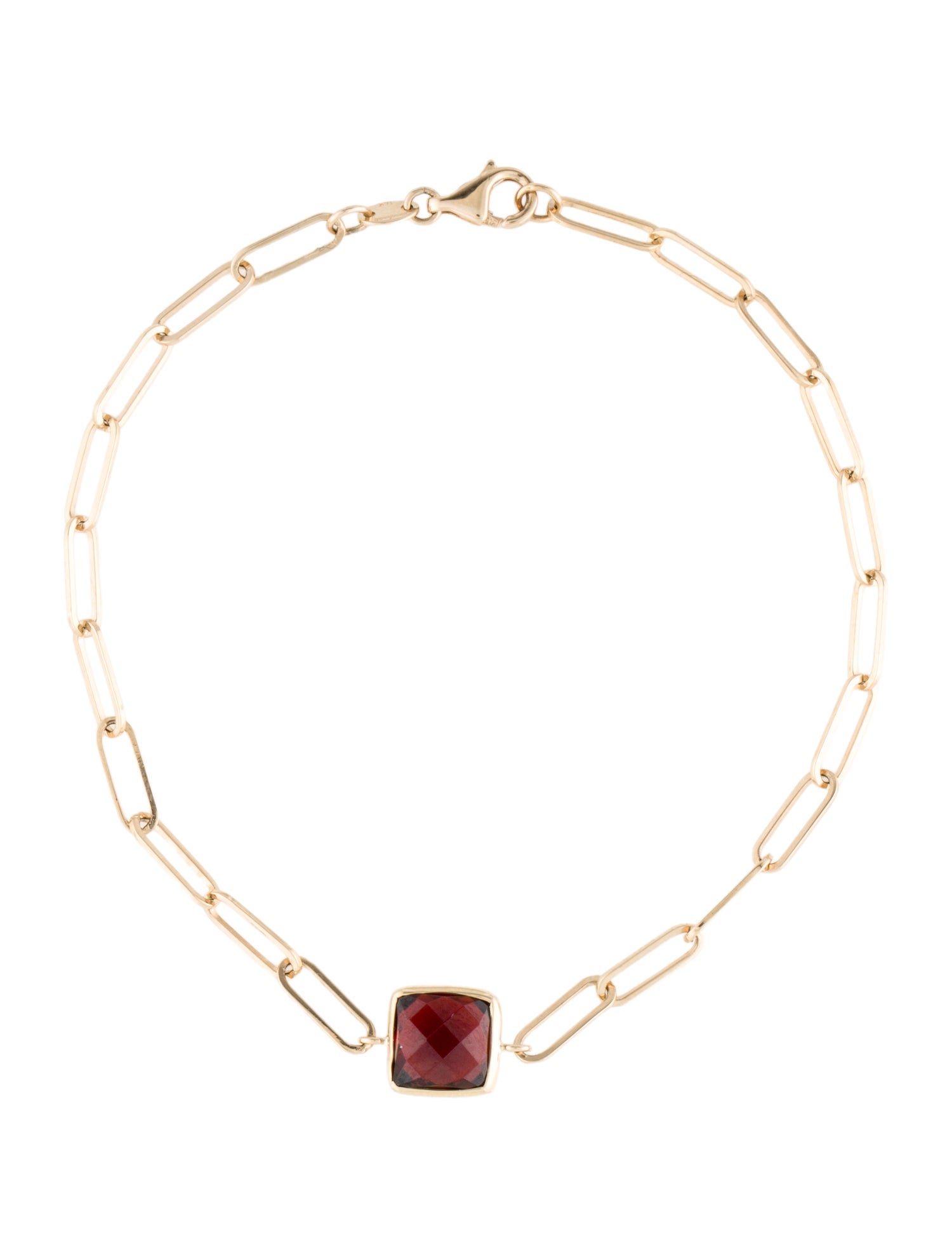 Jewelmak 14K Garnet Station Bracelet