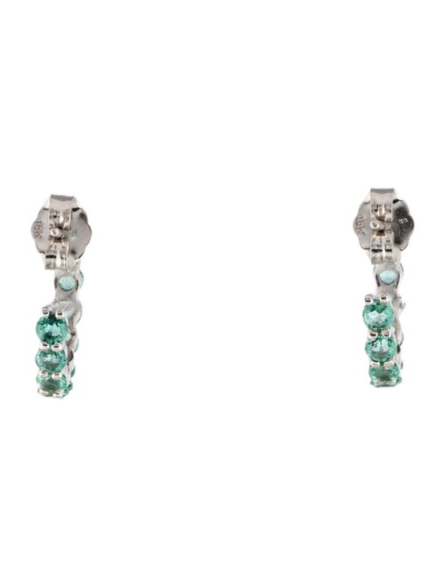 Jewelmak 18K 1.18ctw Emerald Hoop Earrings