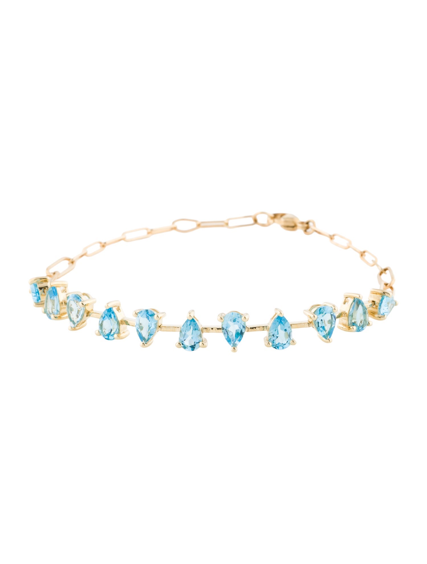 Jewelmak 14K 5.14ctw Topaz Paperclip Link Bracelet