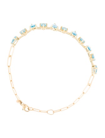 Jewelmak 14K 5.14ctw Topaz Paperclip Link Bracelet