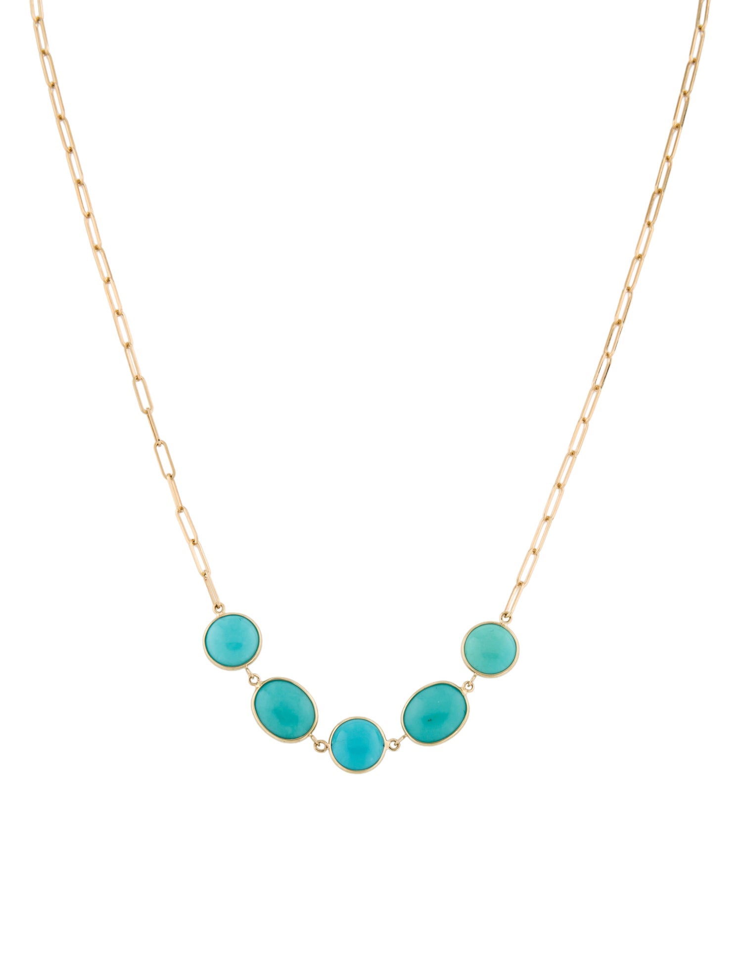 Jewelmak 14K Turquoise Paperclip Chain Link Necklace