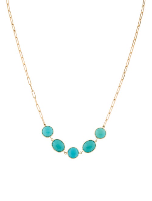 Jewelmak 14K Turquoise Paperclip Chain Link Necklace