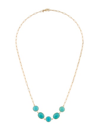 Jewelmak 14K Turquoise Paperclip Chain Link Necklace