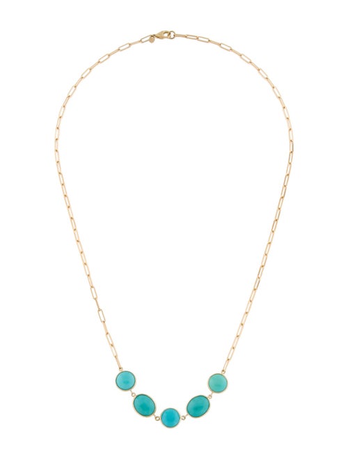 Jewelmak 14K Turquoise Paperclip Chain Link Necklace