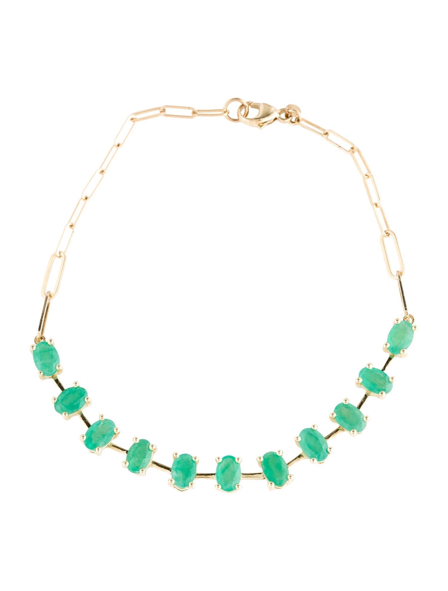 Jewelmak 14K 3.94ctw Emerald Link Bracelet