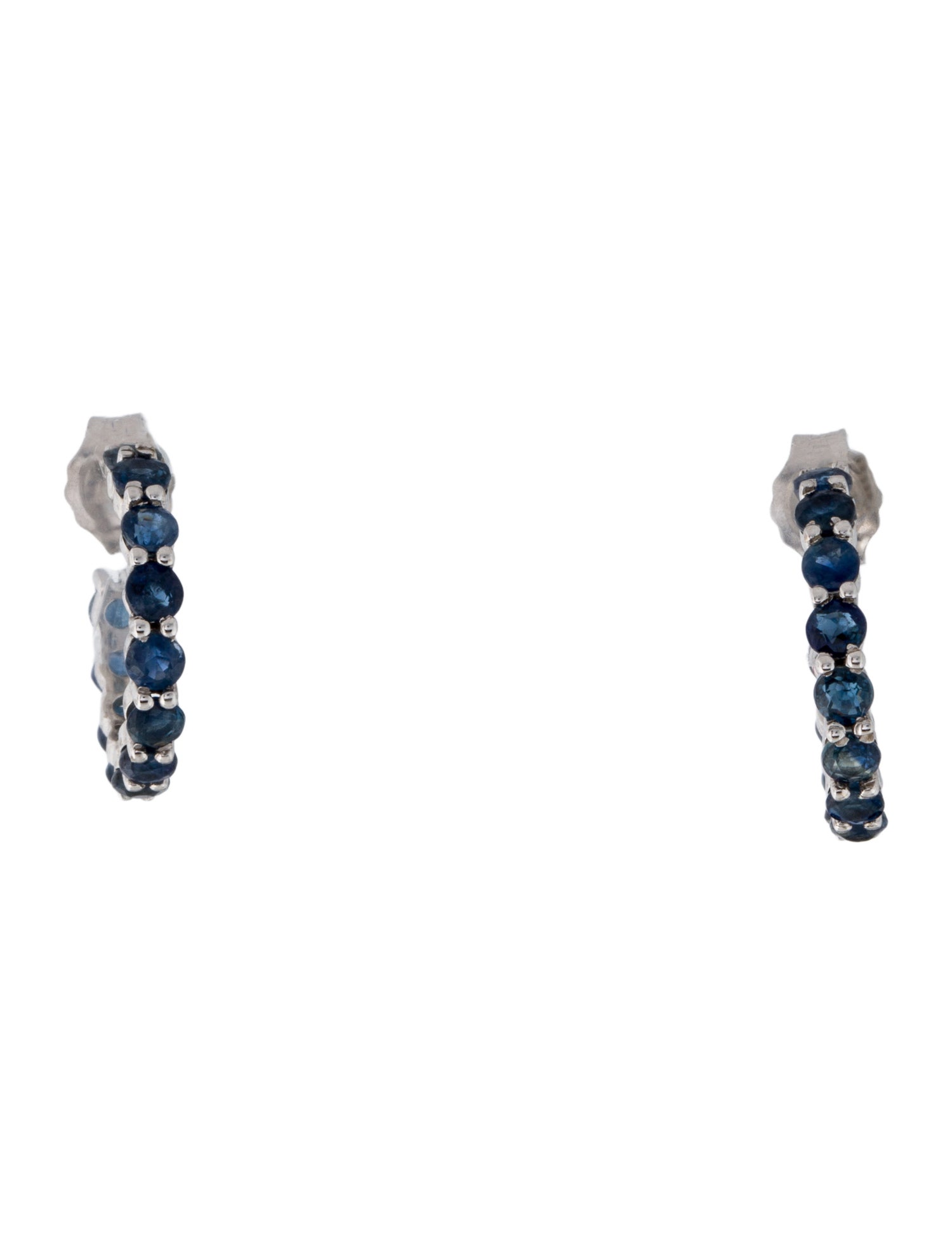 Jewelmak 14K 1.17ctw Sapphire Hoop Earrings