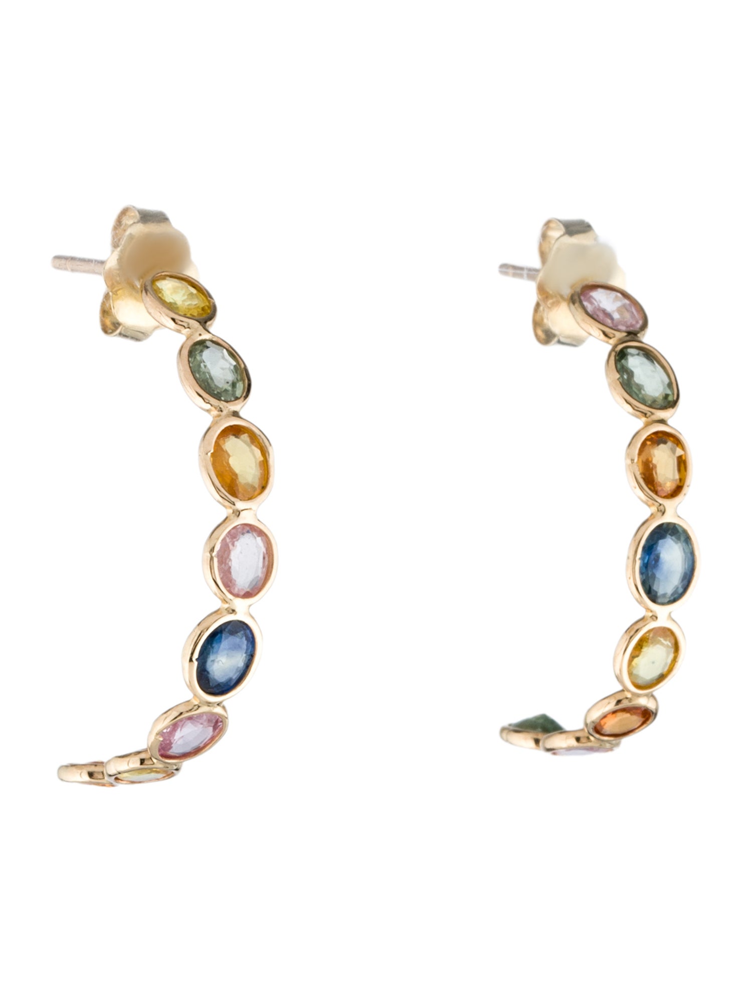 Jewelmak 14K 2.54ctw Sapphire Hoop Earrings