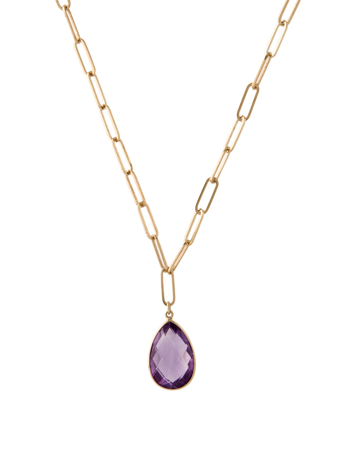 Jewelmak 14K Amethyst Pendant Necklace