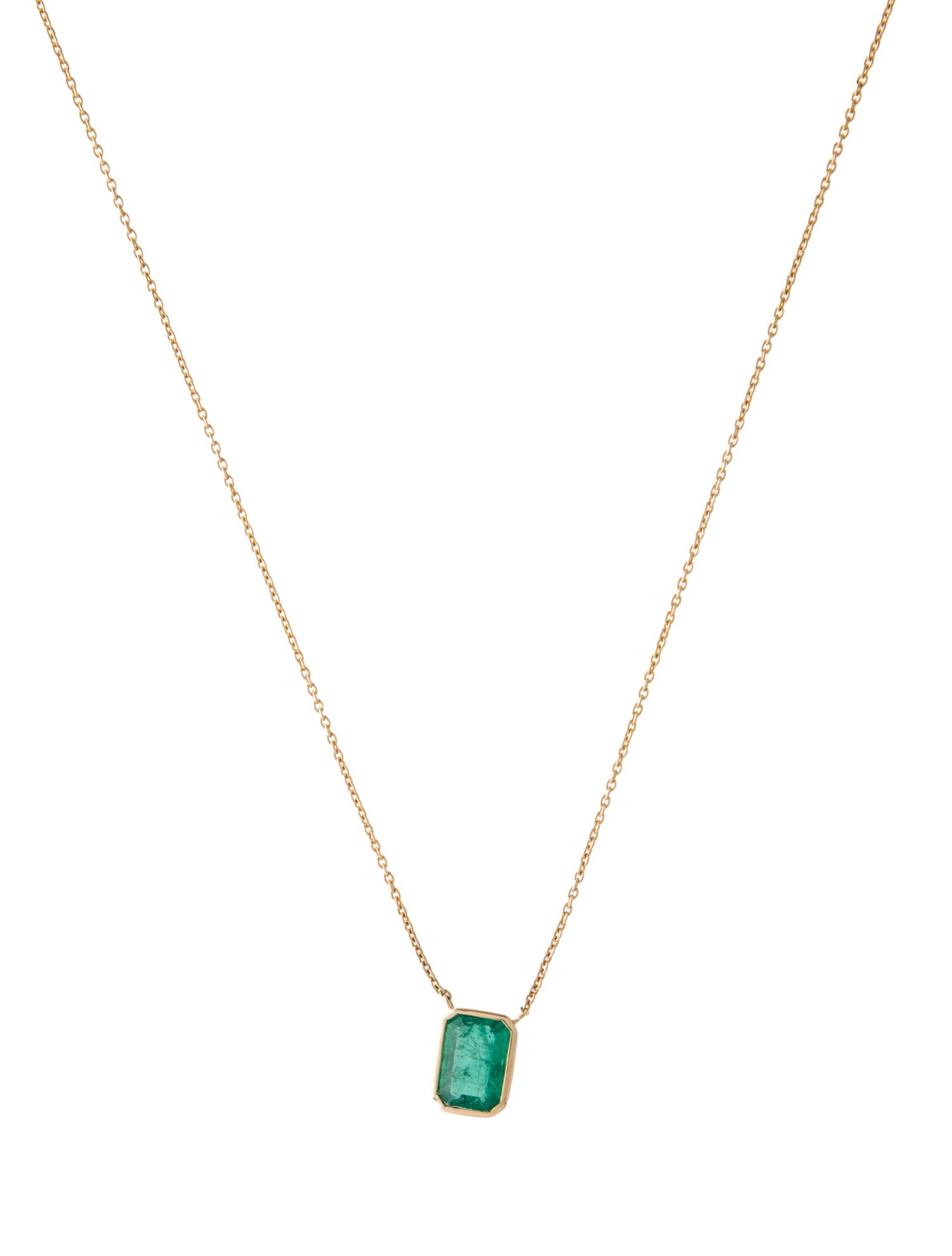 Jewelmak 14K 1.04ct Emerald Pendant Necklace