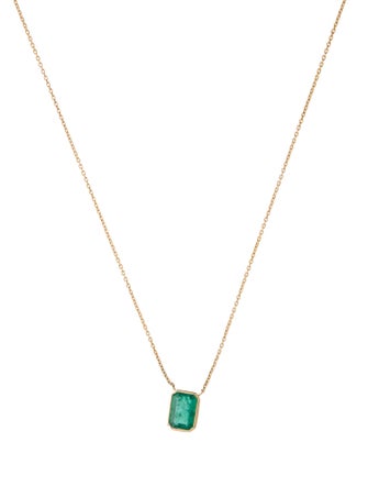 Jewelmak 14K 1.04ct Emerald Pendant Necklace