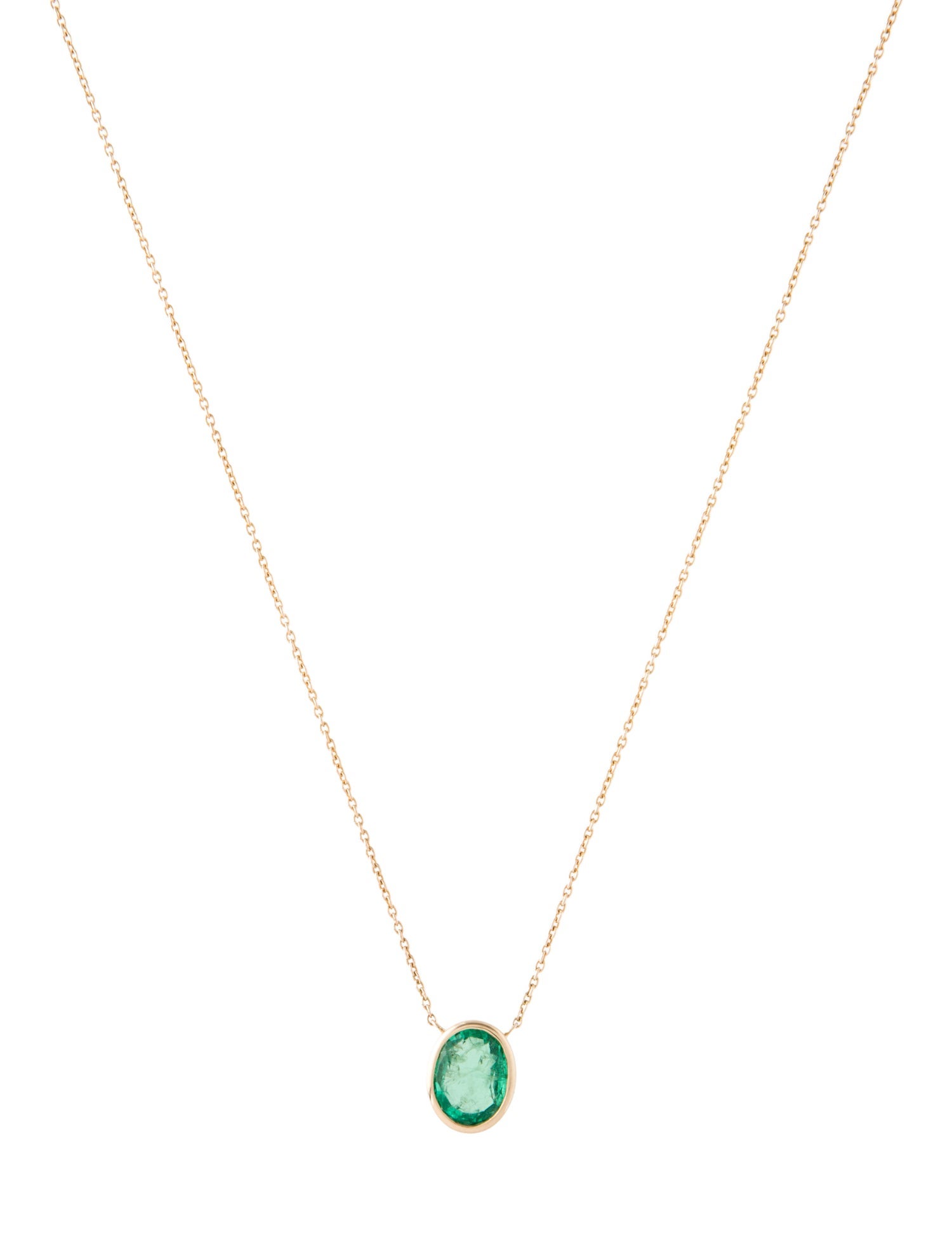 Jewelmak 14K 1.15ct Emerald Pendant Necklace