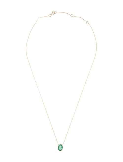 Jewelmak 14K 1.15ct Emerald Pendant Necklace