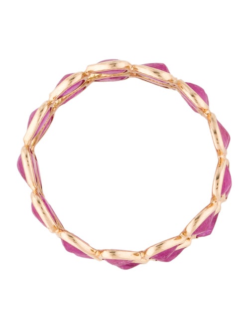 Jewelmak 14K 2.60ctw Glass-Filled Ruby Double Row Eternity Band