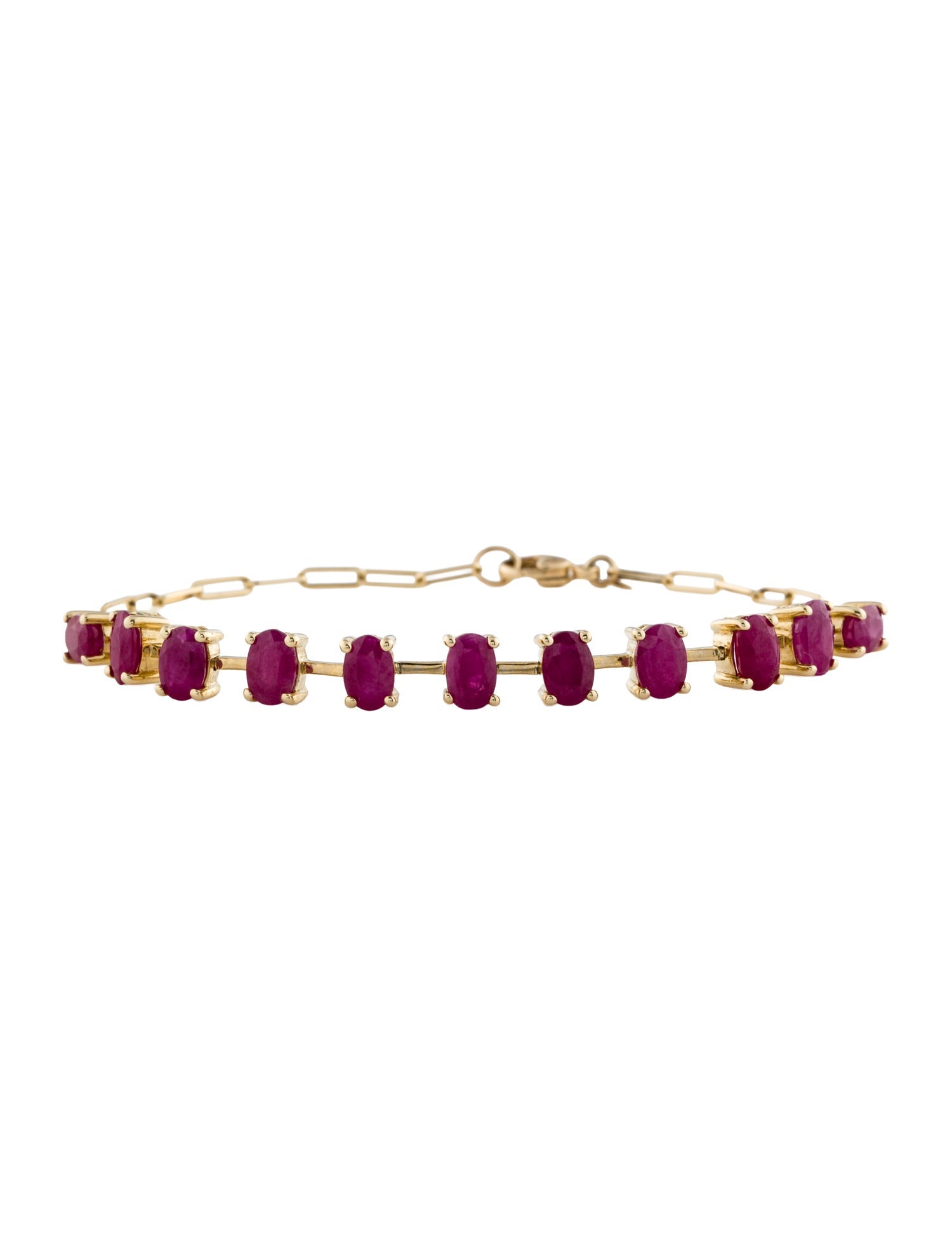 Jewelmak 14K 7.15ctw Ruby Station Link Bracelet