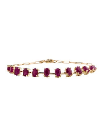 Jewelmak 14K 7.37ctw Ruby Station Link Bracelet