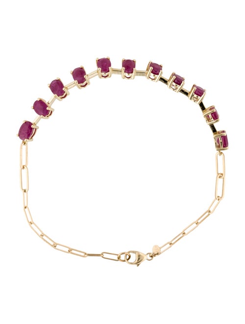Jewelmak 14K 7.37ctw Ruby Station Link Bracelet