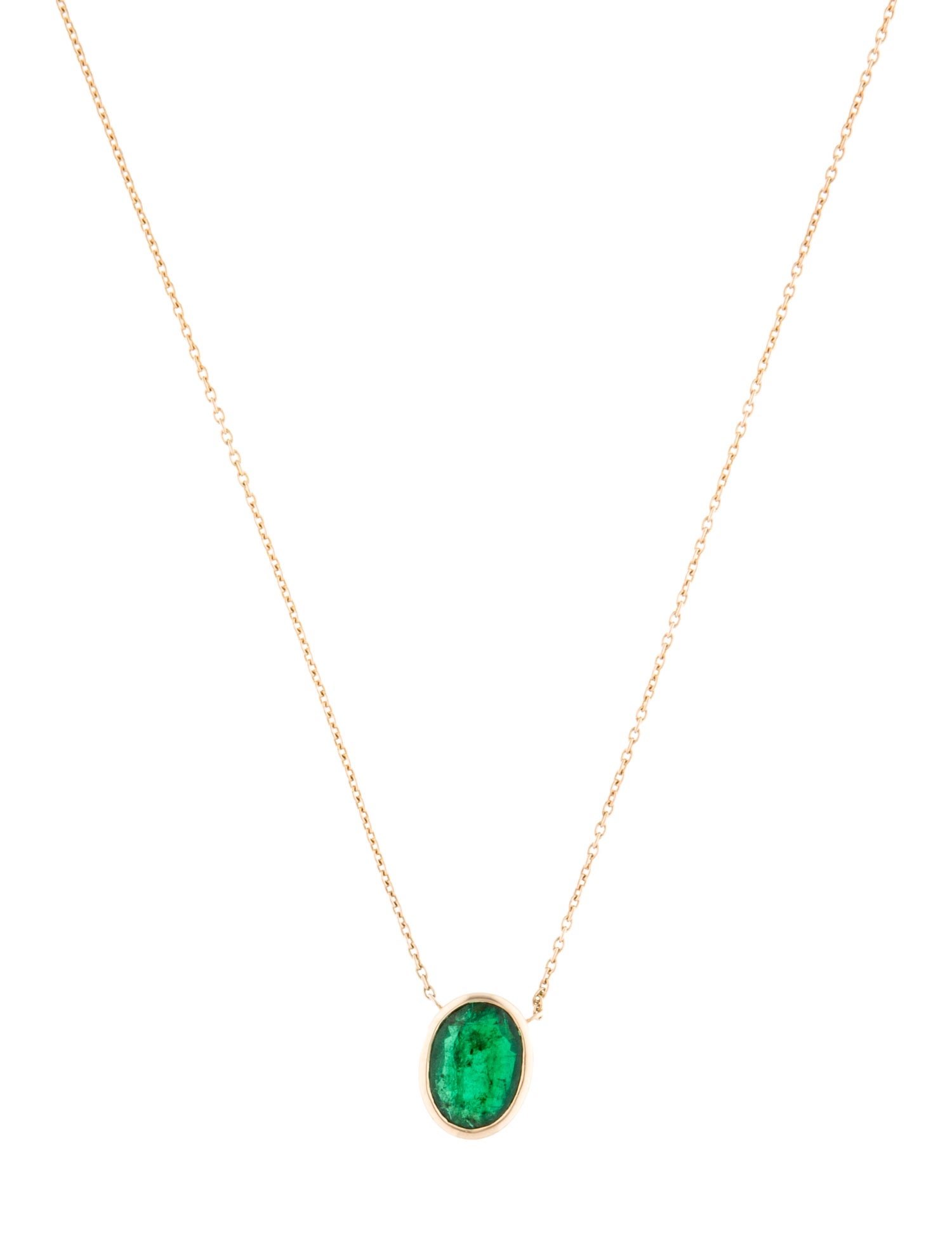Jewelmak 14K 1.08ct Emerald Pendant Necklace