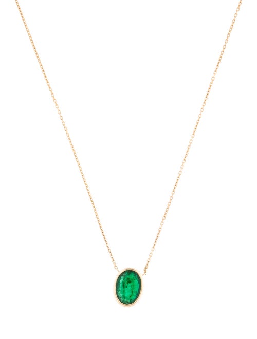 Jewelmak 14K 1.08ct Emerald Pendant Necklace