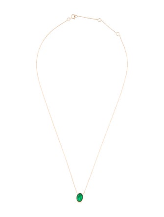 Jewelmak 14K 1.08ct Emerald Pendant Necklace