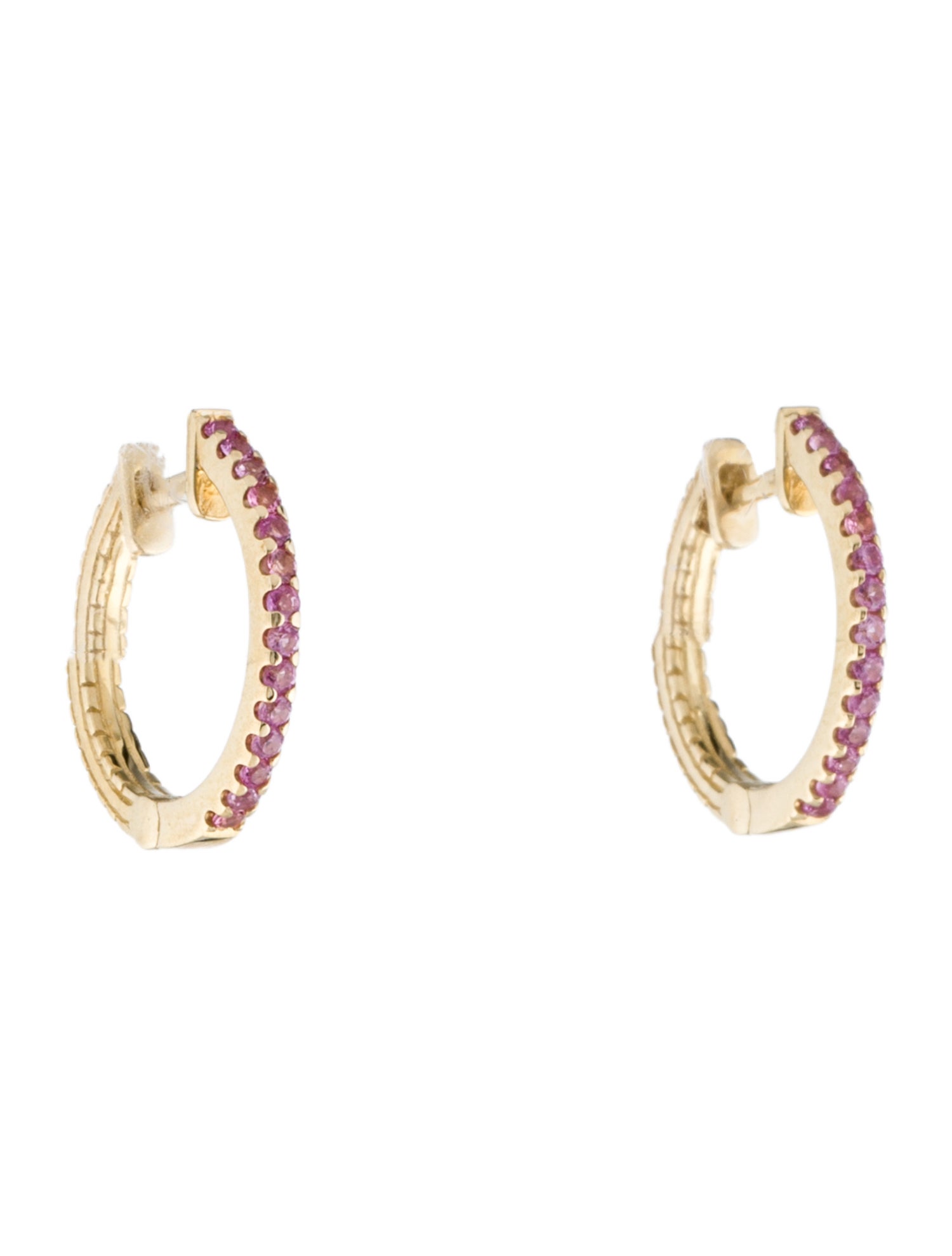 Jewelmak 14K Sapphire Hoop Earrings
