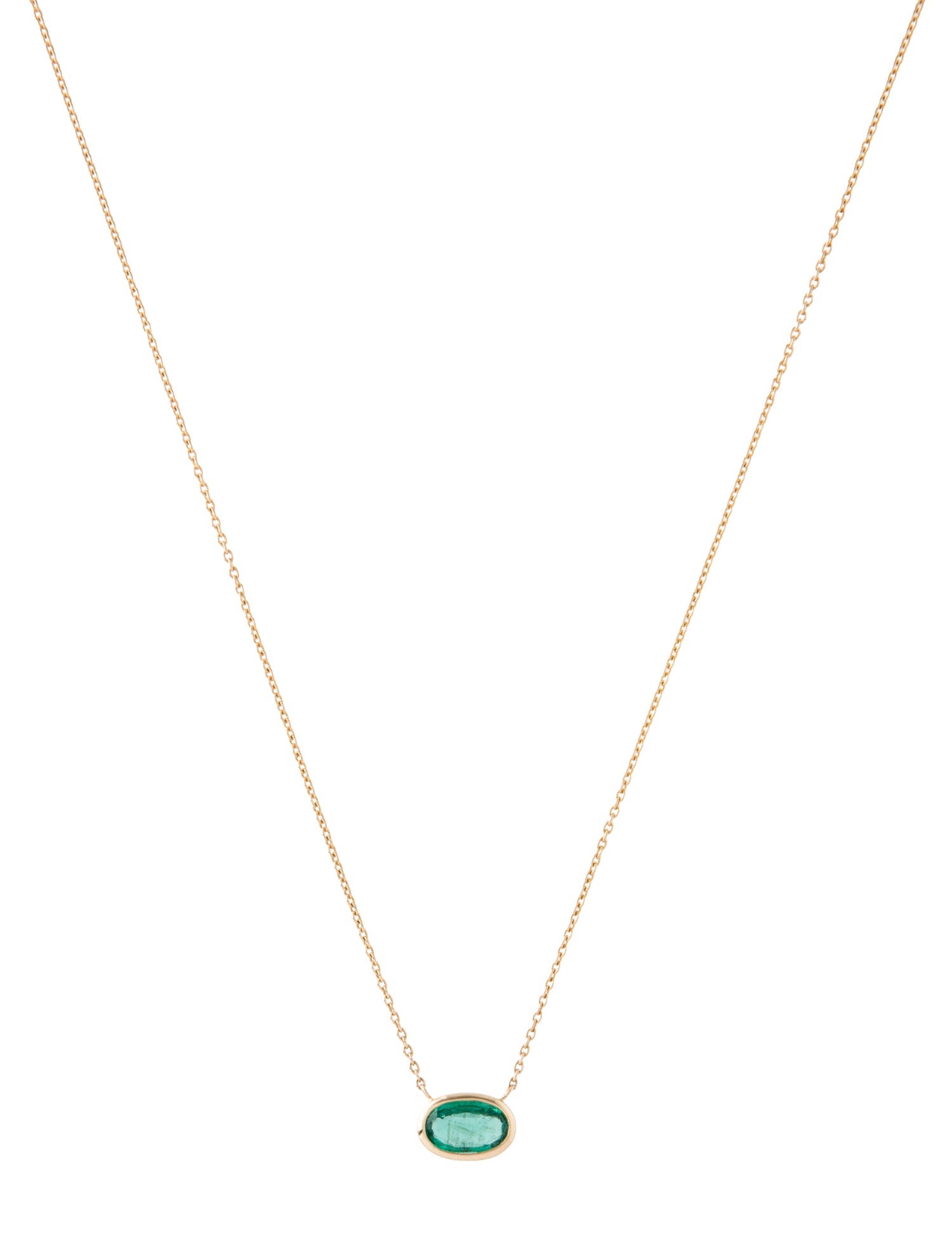Jewelmak 14K Emerald Pendant Necklace