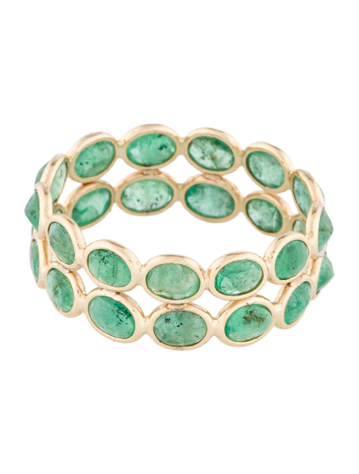 Jewelmak 14K 3.60ctw Emerald Double Row Band
