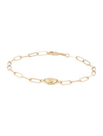 Jewelmak 14K Citrine Cushion Paperclip Bracelet