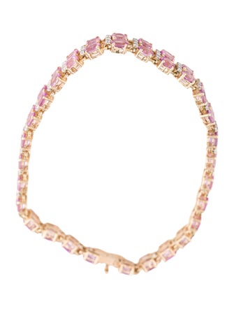 Jewelmak 14K 13.15ctw Sapphire & Diamond Double Row Tennis Bracelet