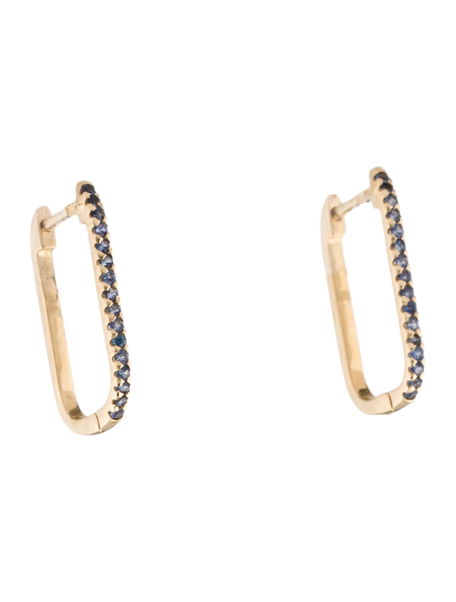 Jewelmak 14K Sapphire U-Hoop Earrings
