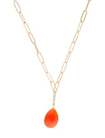 Jewelmak 14K Carnelian Pear Shape Pendant Necklace