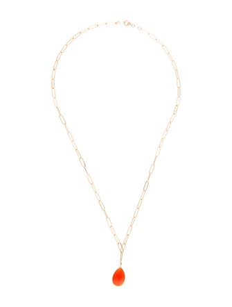 Jewelmak 14K Carnelian Pear Shape Pendant Necklace