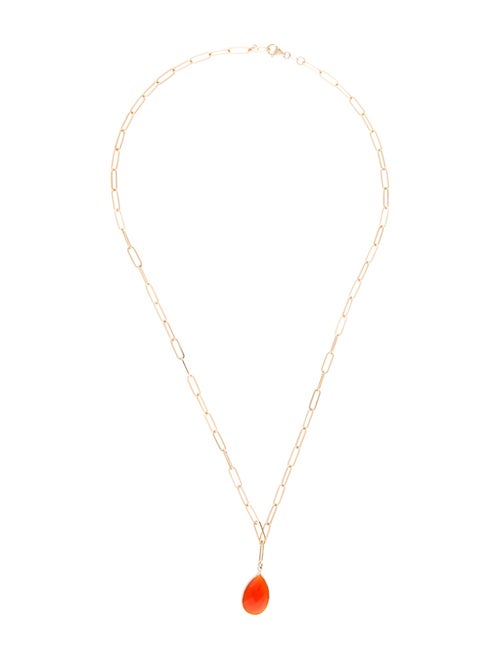 Jewelmak 14K Carnelian Pear Shape Pendant Necklace