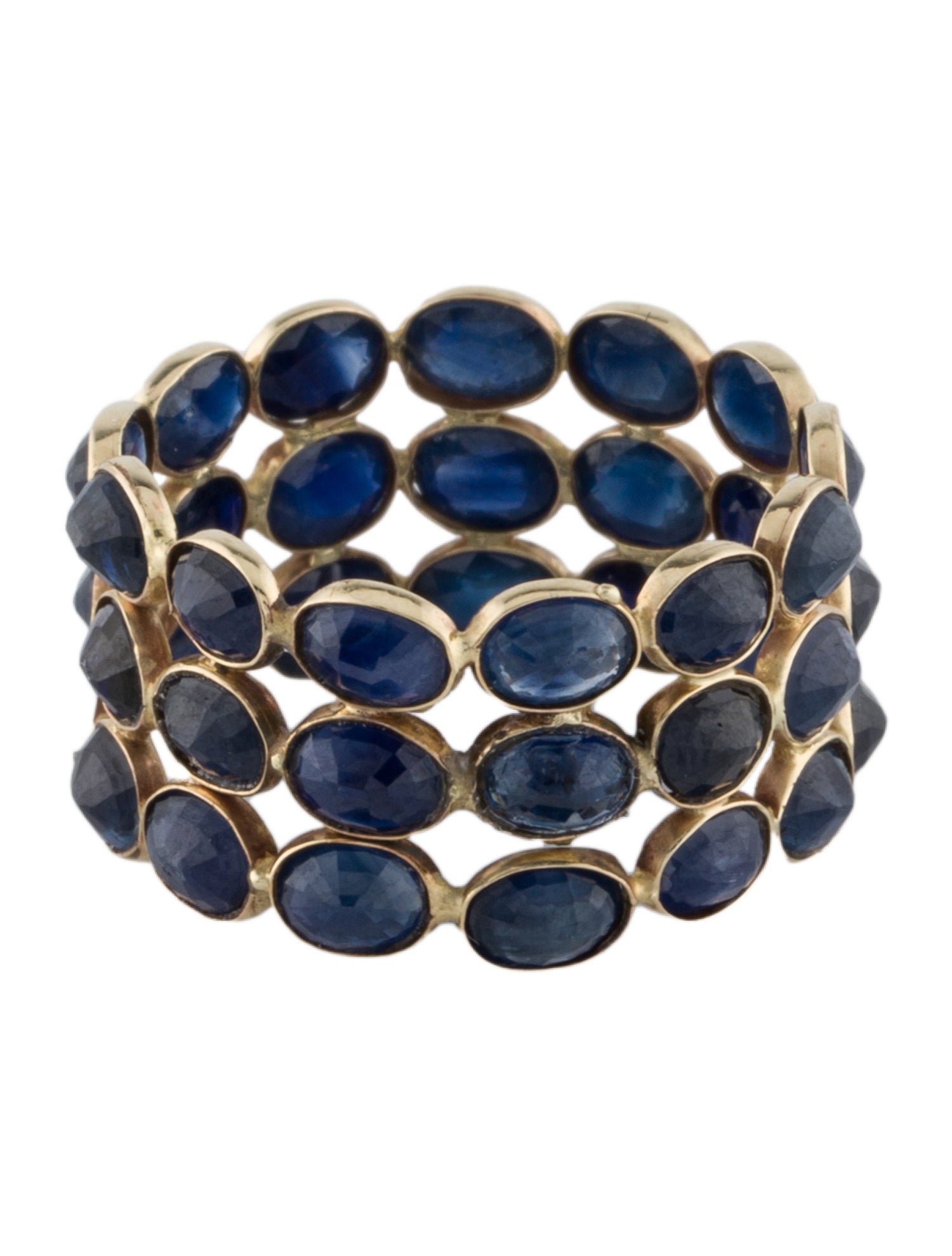 Jewelmak 14K Sapphire Triple Row Bezel Ring