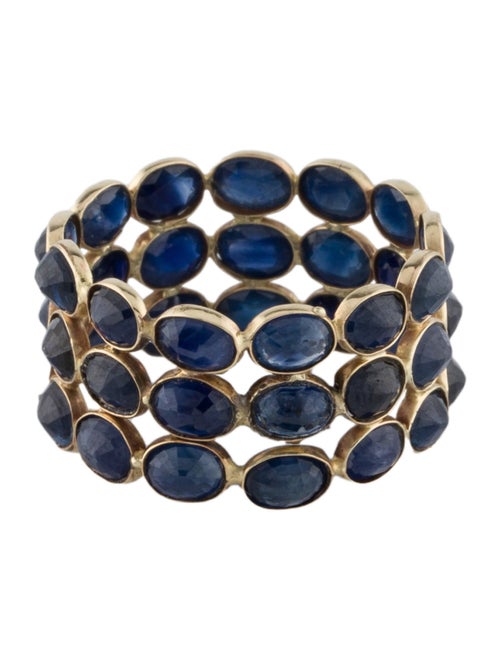 Jewelmak 14K Sapphire Triple Row Bezel Ring