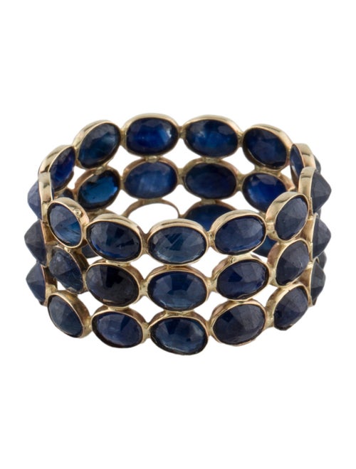 Jewelmak 14K Sapphire Triple Row Bezel Ring