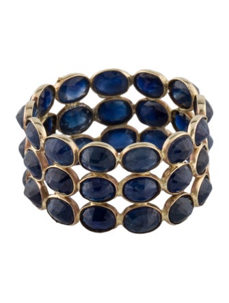 Jewelmak 14K Sapphire Triple Row Bezel Ring
