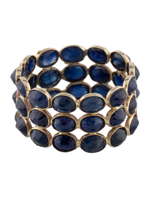 Jewelmak 14K Sapphire Triple Row Bezel Ring