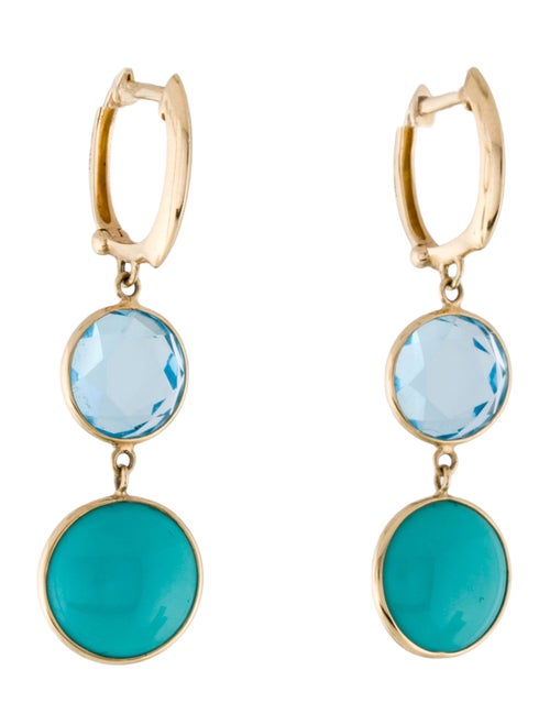 Jewelmak 14K Turquoise & Topaz Drop Earrings