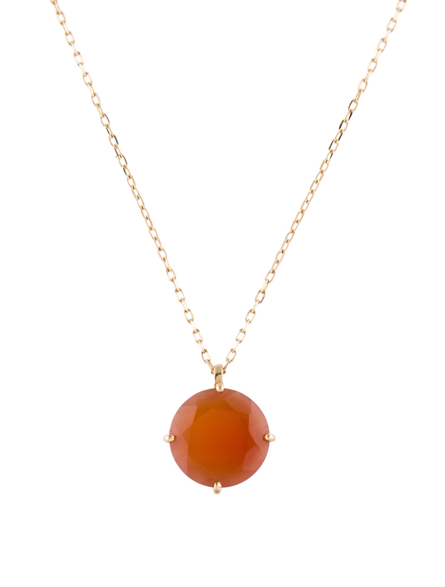 Jewelmak 14K 4.05ctw Carnelian Pendant Necklace