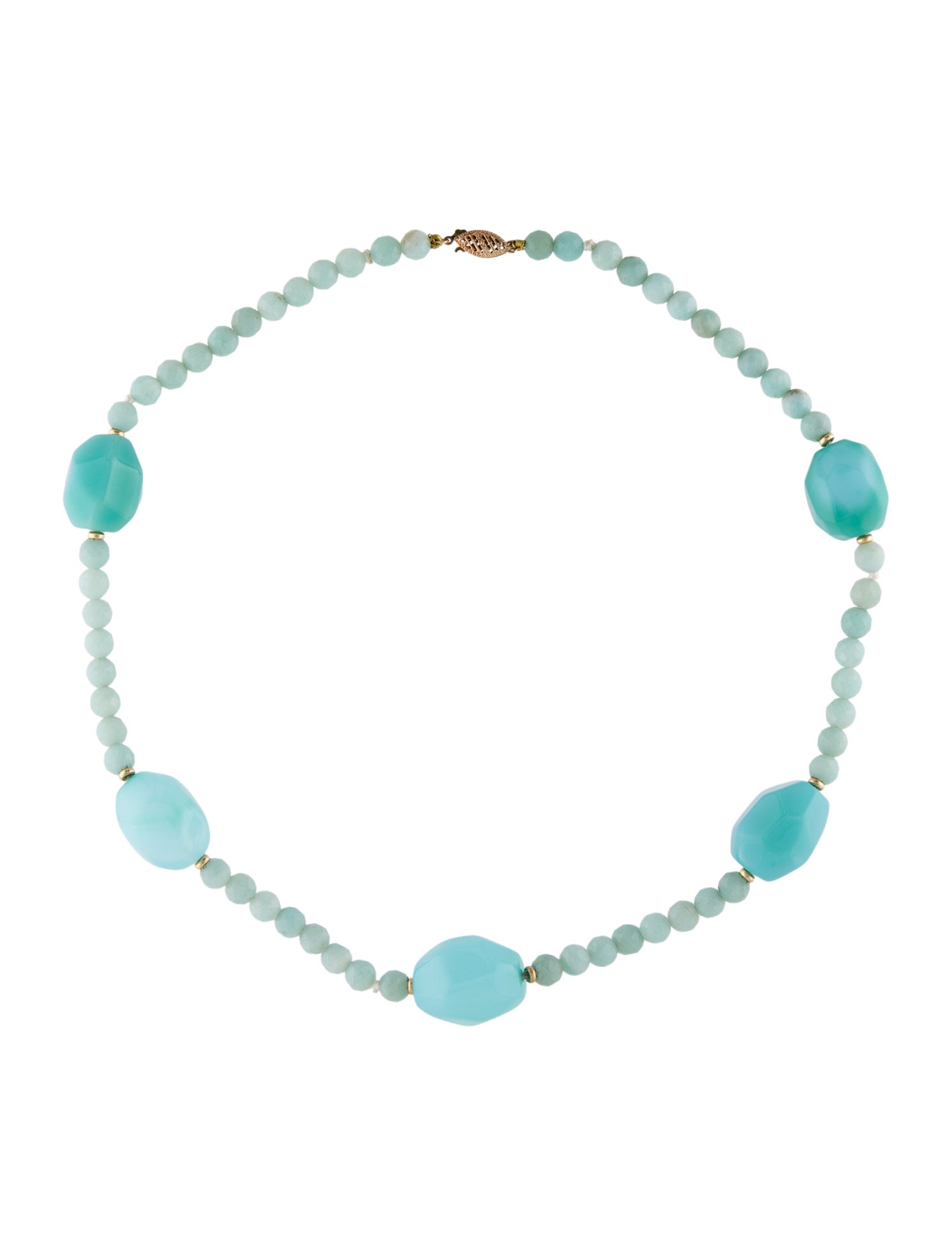 Jewelmak 14K Agate & Quartzite Bead Necklace