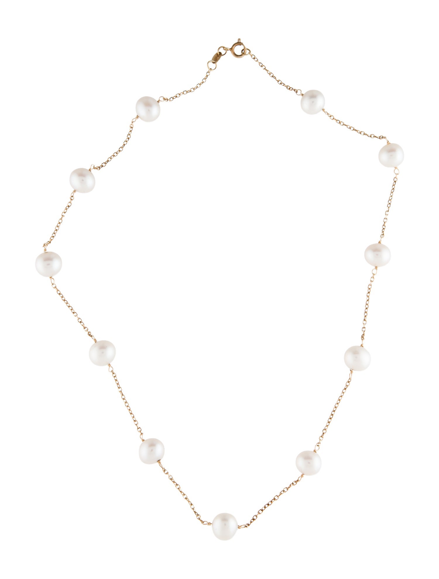 Jewelmak 14K Pearl Beaded Station Necklace