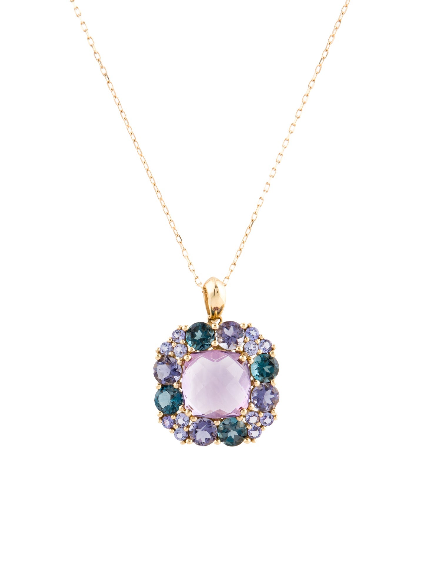 Jewelmak 14K Multistone Pendant Necklace