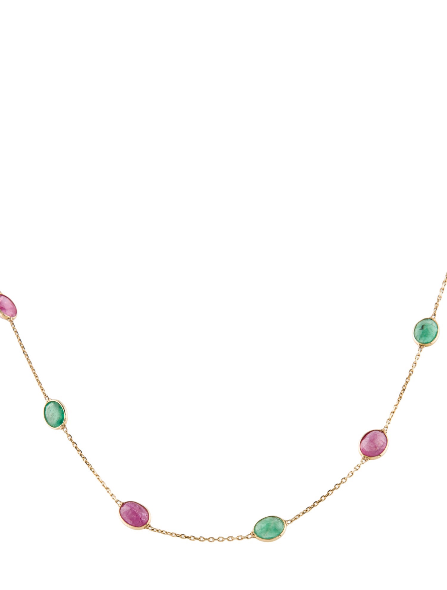 Jewelmak 18K 2.70ctw Ruby & Emerald Station Necklace