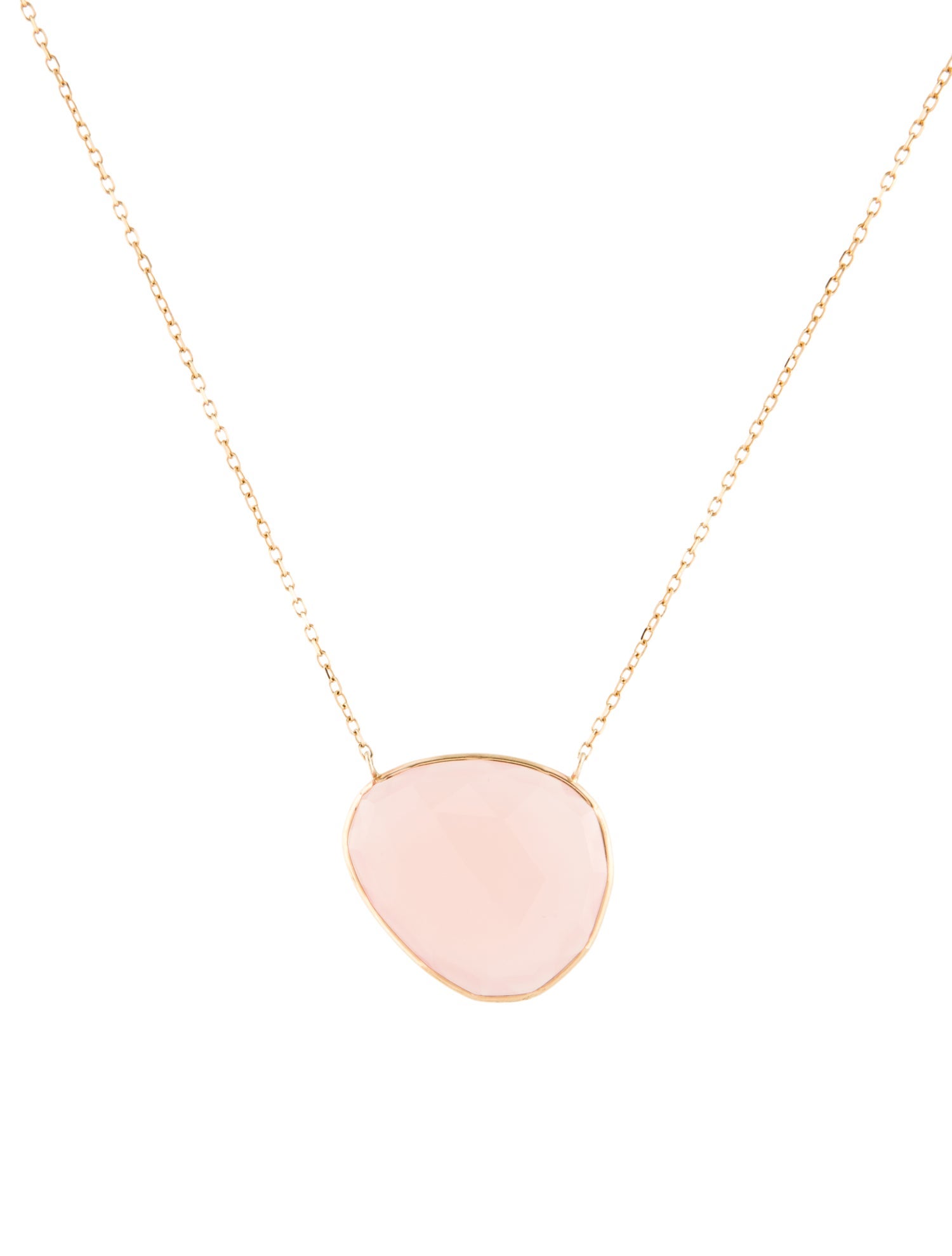 Jewelmak 14K Rose Quartz Pendant Necklace